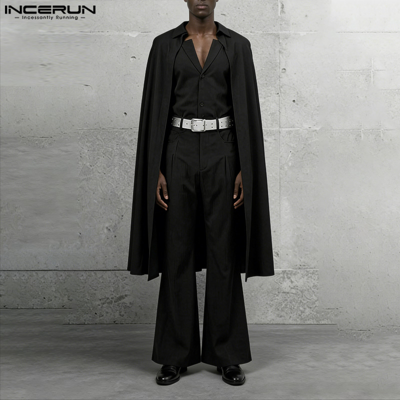 Mens Fashion Streetwear - Мужской комплект INCERUN: однотонный пиджак-накидка с