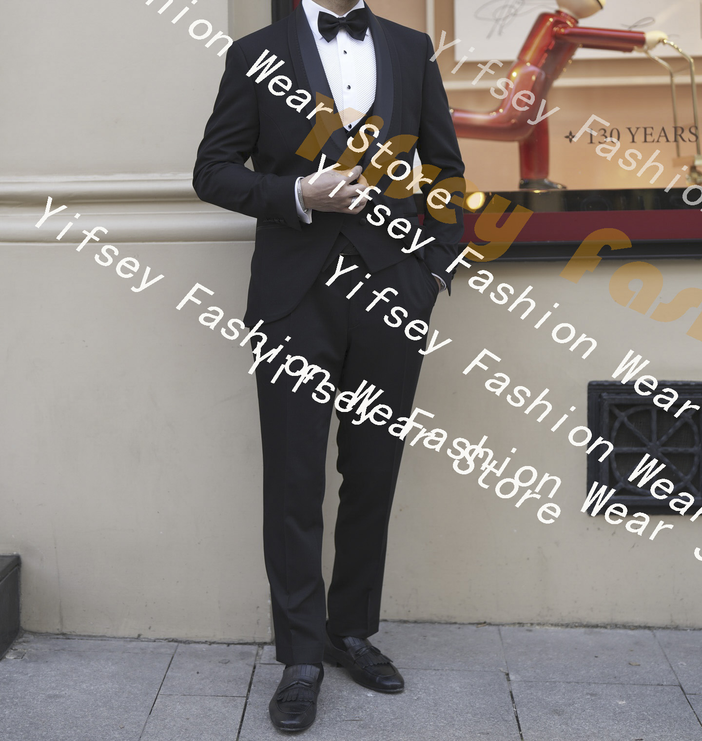 Slim Fit Blazer Men - Мужской костюм-тройка с двойным шалевым воротником