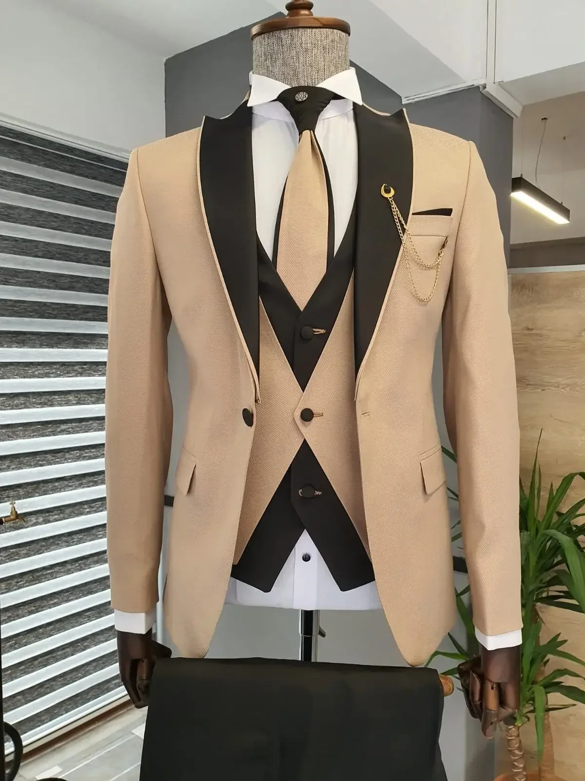Slim Fit Blazer Men - Мужской костюм-тройка (пиджак, брюки, жилет) цвета