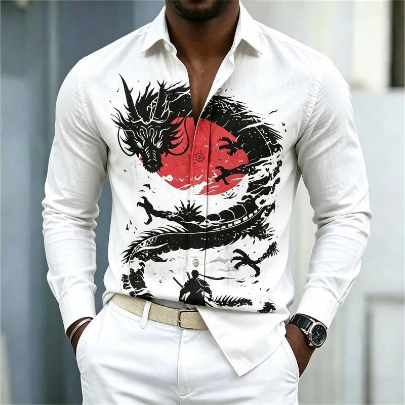 Mens Fashion Streetwear - Новая мужская рубашка 2026 года: белая,