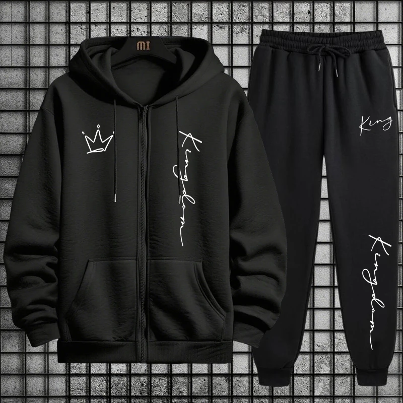 Quality Men'S Fashion - Мужской комплект: худи с принтом King