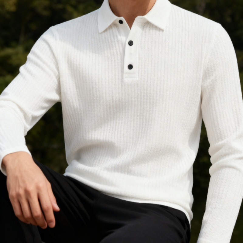 Mens Fashion Style - Мужская летне-осенняя рубашка-поло с длинными рукавами,