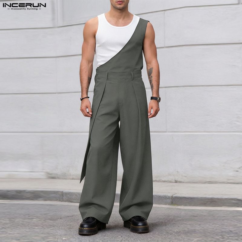 Men'S Fashion Overalls - Мужские комбинезоны INCERUN: однотонные, свободные, без