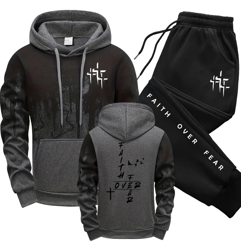 Mens Fashion Streetwear - Мужской спортивный костюм-двойка (худи и брюки)