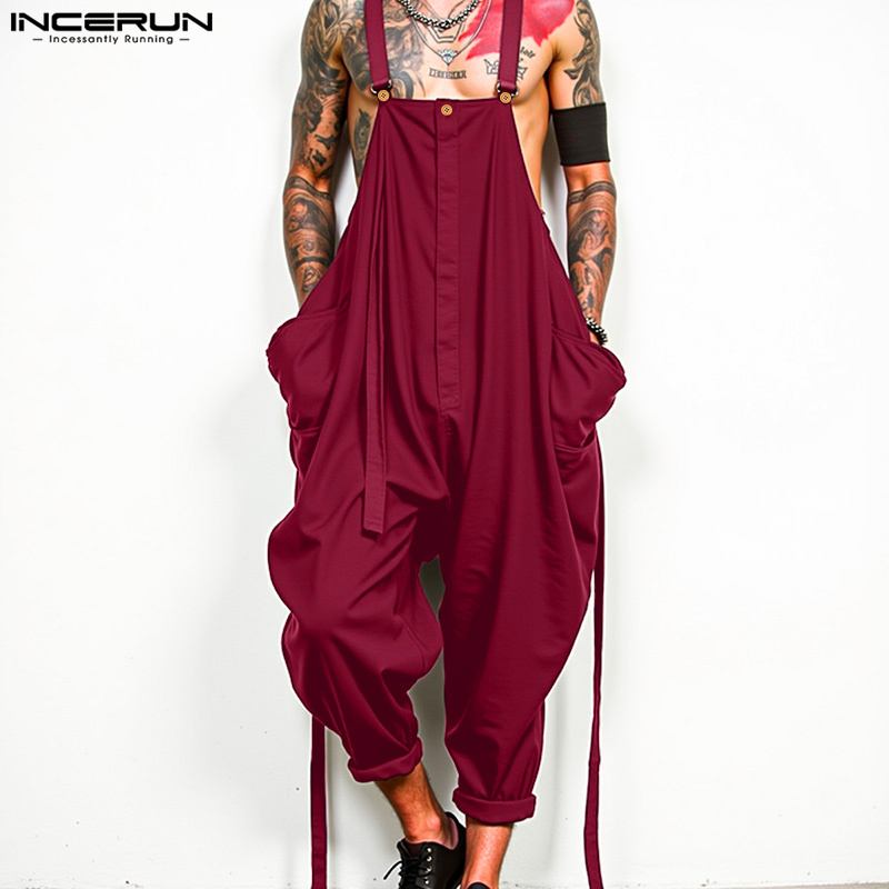 Men'S Fashion Overalls - 2025 мужские комбинезоны, однотонные, большие, уличная