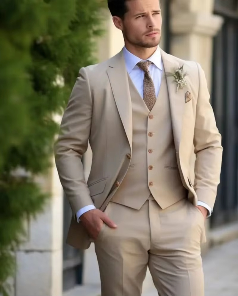 Slim Fit Blazer Men - Элегантные мужские костюмы цвета хаки, умные