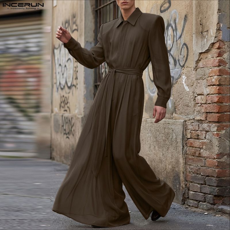 Men'S Fashion Overalls - Мужской комбинезон INCERUN: однотонный, с отложным