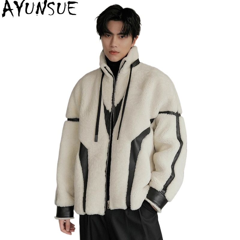 Men'S Fashion Zipper Jacket - AYUNSUE Роскошное пальто из натурального меха,
