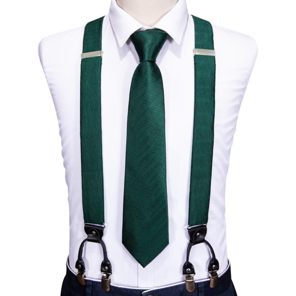 Suspenders Clip Men - Дизайнерский мужской комплект Barry.Wang: подтяжки, платок,