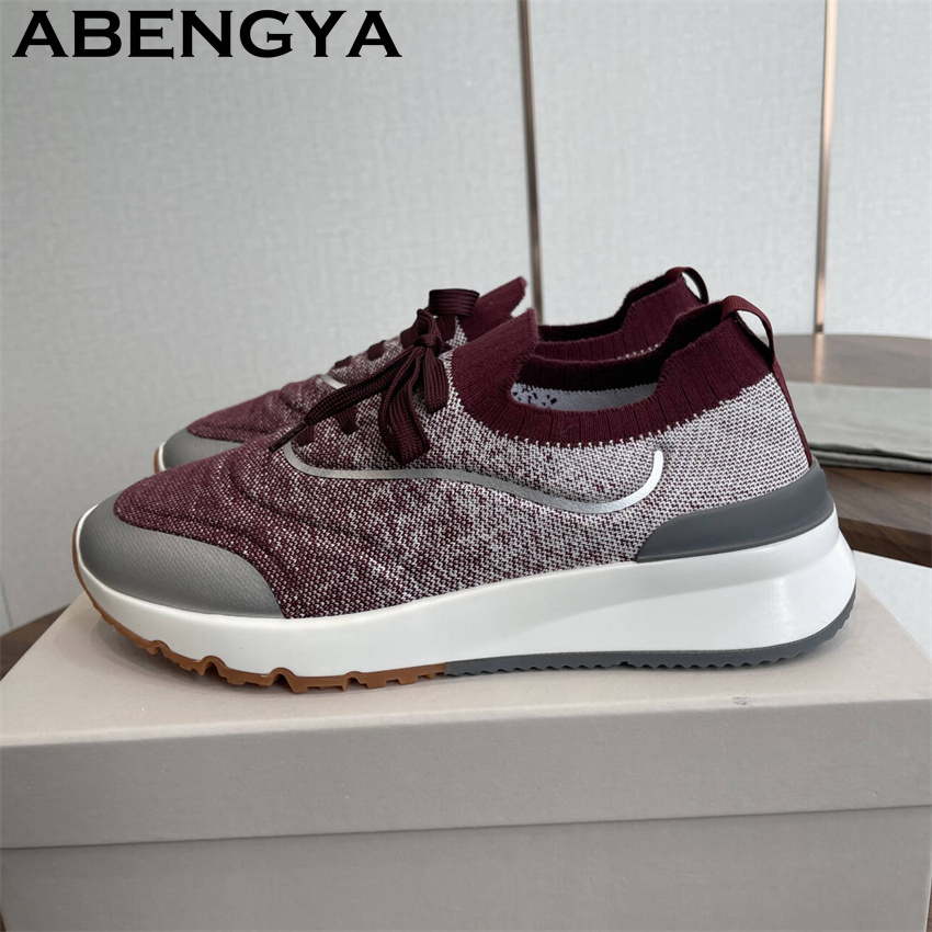 Mens Fashion Trainers - Новые мужские разноцветные вязаные лоферы, кроссовки