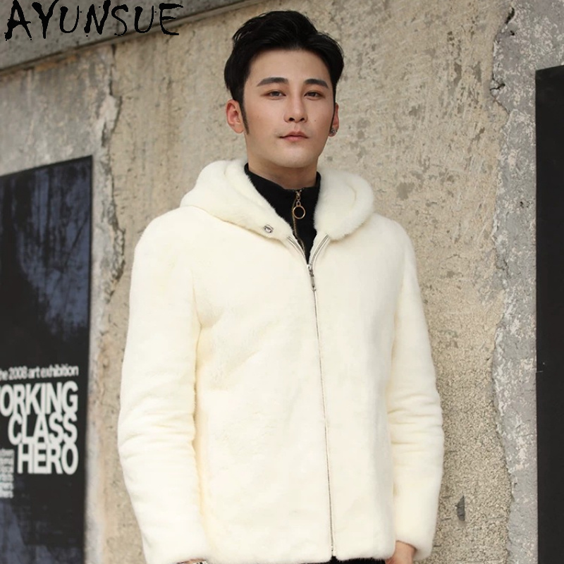 AYUSNUE Натуральная норковая ш – обзор и цена Men'S Fashion Zipper Jacket