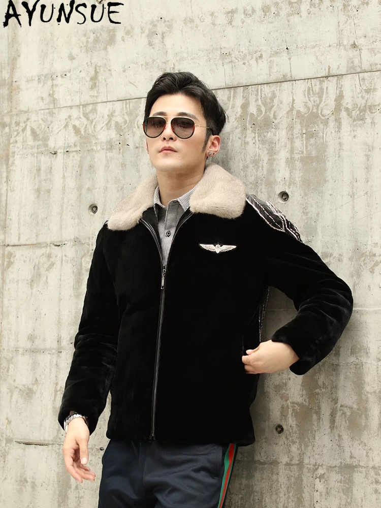 AYUSNUE Натуральная норковая ш – обзор и цена Men'S Fashion Zipper Jacket