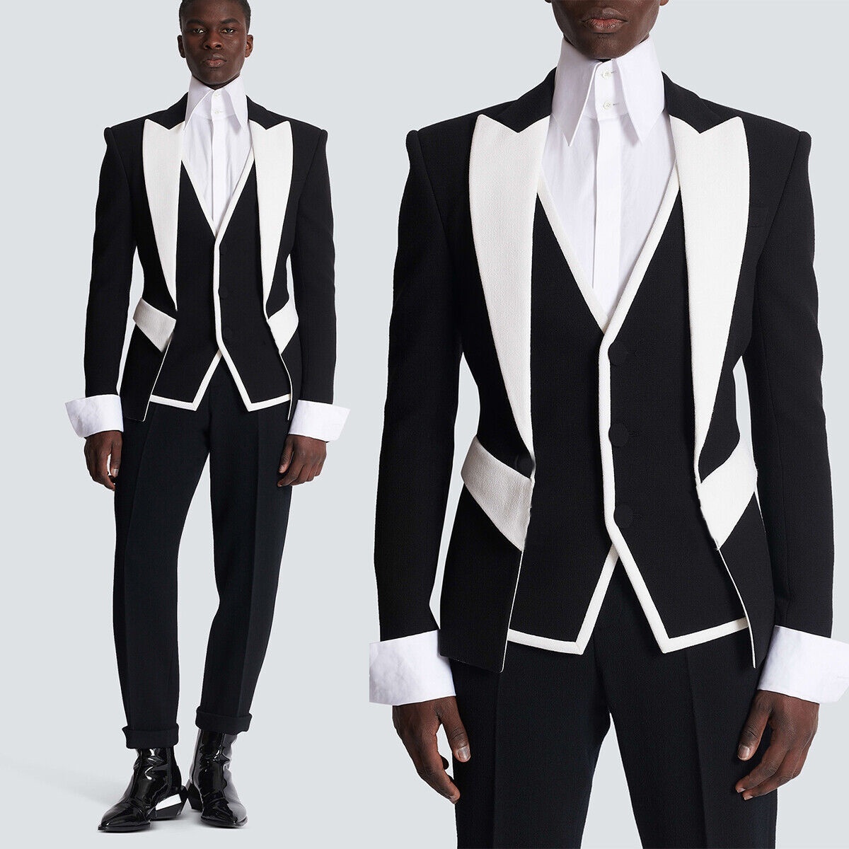 Черно-белые одинаковые модные  – обзор и цена Slim Fit Blazer Men