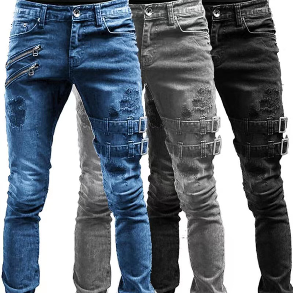 Ретро мото байкерские прямые э – обзор и цена Skinny Jeans Ripped